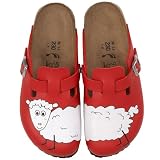 Birki Woodby 560123, Damen Clogs & Pantoletten, schmales Fußbett, Kork, rot (Sheep red Background)