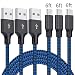 Micro USB Cable, 3Pack 6FT Android Charger Cord Long Braided Sync Fast Charging Cables Compatible with Samsung Galaxy S6 S7 Edge, Android Phone -Blue