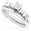 1/2ctw Round Brilliant Diamond Wedding Ring Set (HI/I1-I2) in 14kt White Gold