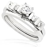 1/2ctw Round Brilliant Diamond Wedding Ring Set (HI/I1) in 14kt White Gold