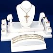 10Pc White Leather Jewelry Necklace Ring Earring Showcase Display Set