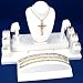10Pc White Leather Jewelry Necklace Ring Earring Showcase Display Set