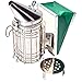 Stainless Steel 11-inch Bee Smoker for Beekeeping with Heat Shield, Green Bellow, Extra Thick Smoking Plate and Heavy Duty Features