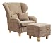 Ohrensessel-Set Lana, Landhausflair, klassisch aktuell, Ohrensessel inkl.Hocker, Strukturstoff cappuccino