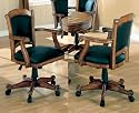 Swivel Arm Game Chair with Casters Oak Finish