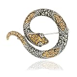 Sterling Silver Marcasite Champagne Crystal Snake Pin