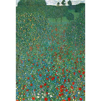 Professionally Framed Gustav Klimt (Field of Poppies) Art Poster Print - 13x19 with RichAndFramous Black Wood Frame