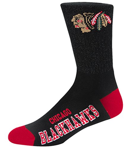 For Bare Feet NHL Deuce Crew Socks Mens Size -Large(10-13)-Chicago Blackhawks