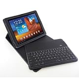 D-LUX Leather Folio Case With Removable Wireless Bluetooth Keyboard For Samsung Galaxy tab 10.1