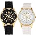 Black and White Rosegold Faux Chronograph Silicone Watch w/ Rhinestones