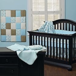 Cotton Candy Dots 4 Piece Crib Set with bonus Blankets and Pillow Blue