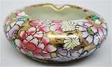Round ashtray, hand painted chinese porcelain - Thousand Flower design