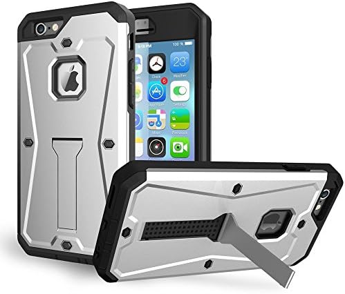 iPhone6 Case, AcenX(TM) [Tank Shockproof Series], 3 In 1 Hybrid High Impact Shockproof Protective Hard Case Cover for iPhone6 6s 4.7 Inches with Free Stylus &amp; Screen Protector (Silver)