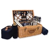 English Style Willow Service for Four Suitcase Picnic Basket