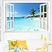 Large Removable Beach Sea 3D Window View Scenery Wall Sticker Decor Decals