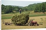 IMAGE OF Canvas Prints of Farming couple with tractor and full trailer during haymaking in a field near from Robert Harding