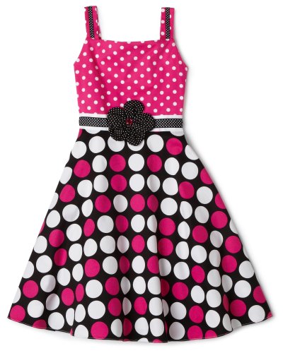 Rare Editions Girls 7-16 Multi Dot Dress With Flower Inexpensive Flowergirl Gowns