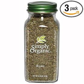Simply Organic Thyme Leaf Whole Certified Organic, 0.78-Ounce Containers  (Pack of 3)