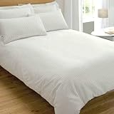 White Satin Stripe Double Duvet Quilt Cover Set Richmond House