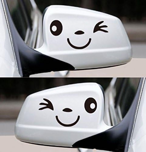 CAR Mirror - Cute Smiling Face - Combo - Bundle - Pair - Decal Auto Window Sticker Decal for Car Truck Suv (Black 03)