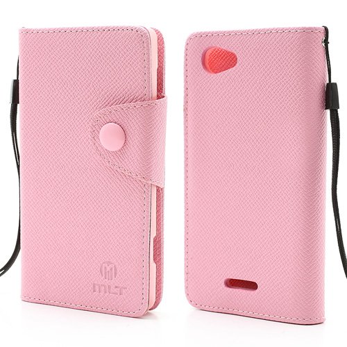 Smays M Leather Wallet Case TPU Inner Cover for Sony Xperia L S36h C2104 C2105 (Pink)