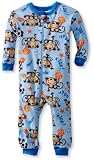 Gerber Baby-Boys Infant 1 Piece Unionsuit Monkey Kick Pajama, Blue/Brown, 18 Months