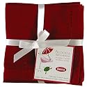 Hemstitch Cocktail Napkins Set of 6 - Chili