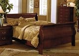 Eastern King Size Bed - Traditional Cherry Brown Finish