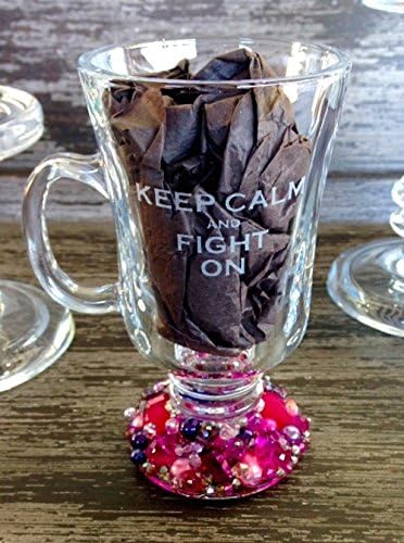 Keep Calm and Fight On Etched & Embellished English Tea Cup