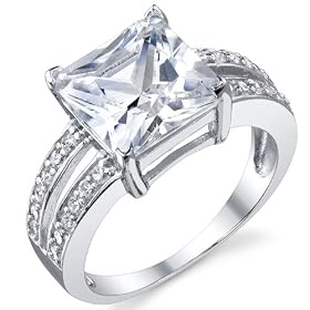5.00 Carat Princess Cut CZ Sterling Silver Engagement Wedding Ring Size 5: Jewelry