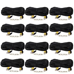 VideoSecu 12 Pack 100ft Feet Video Power Wires Security Camera Extension Cables Cords for CCTV DVR CCD Camera Home Surveillance System CKW