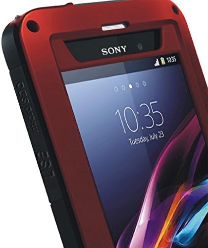 Chibbo Aluminum Metal Gorilla Glass Shockproof Water Resistant Dust/Dirt/Snow Proof Heavy Duty Protection Case Cover for SONY XPERIA Z1 Red