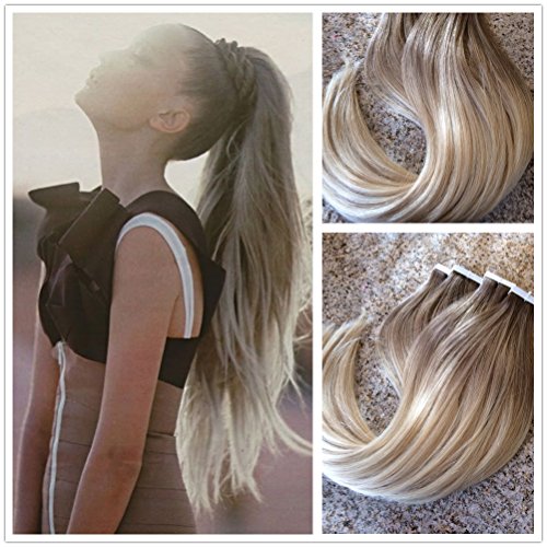 Moresoo 100% Remy Human Hair Ombre Seamless Tape In Hair Extensions 20 Pieces/50g