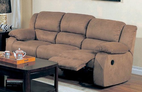 Recliner Sofa Couch in Saddle Padded Microfiber