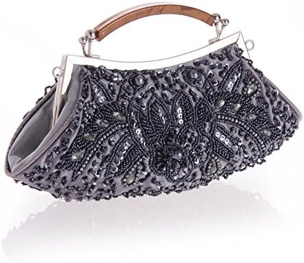 Duody Women Louise Beaded and Sequined Evening Bag Silver