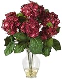 Burgundy Hydrangea Silk Flower Arrangement w / Liquid Illusion - B001RMNU1Q