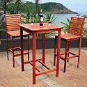 Outdoor patio bar set 3 piece teak hardwood pub