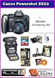 Canon PowerShot SX20IS 12.1MP Digital Camera with 20x Wide Angle Optical Image Stabilized Zoom and 2.5-inch Articulating LCD With Ultimate Accessory Kit Package Includes 16GB Memory, Original Canon Slim Case, Extended Life Spare Battery + Much More
