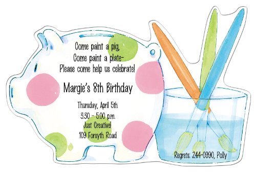 Paint A Pig Party Invitations