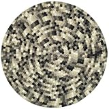 Safavieh Soho Collection SOH723A Handmade Ivory and Grey Mosaic New Zealand Wool Round Area Rug, 6-Feet