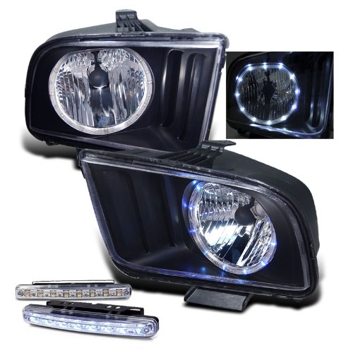 Rxmotoring 2005-2009 Ford Mustang Headlights + 8 Led Fog Bumper Light
