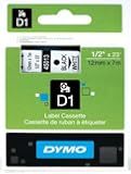 DYMO Labeling Tape, &frac12;" x 23', Black Print on White Tape (45013) D1 Label Cassette, Split Back Easy Peel Adhesive