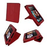 rooCASE Origami Dual-View (Red) Vegan Leather Folio Case Cover for Amazon Kindle Fire HD 7 Inch Tablet  - Support Landscape / Portrait / Typing Stand / Auto Sleep and Wake