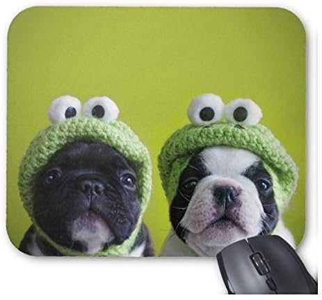 URDesigner Personalized French Bulldog Puppies with Frog Caps Mouse Pads Support For Wireless Mouse Optical Mouse Durable Office Accessory And Gift