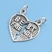 Rhodium Plated Sterling Heart Pendant with Necklace - Sold Per Pair