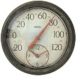 Springfield Precision Instruments 11.5" Metal Garden Thermometer with Clock