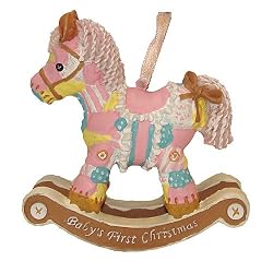 3" "Baby's First Christmas" Rocking Horse Ornament For A Girl #140172