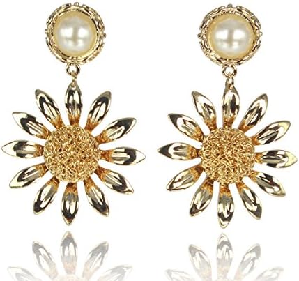 Me Fashional Valentine's Day Gift Pearl Flower Drop Earrings For Women Gold One Pair