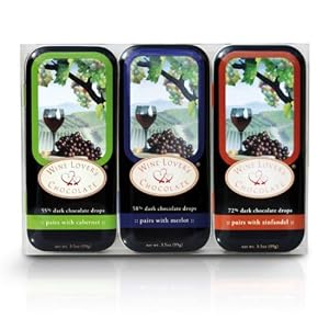 Wine Lover\'s Chocolate 3-Tin Gift Set, Pair with Cabernet, Merlot, Zinfandel, 10.5-Ounce Gift Set
