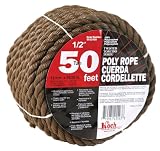 Koch 5011635 Twisted Polypropylene Rope,  1/2 by 50 Feet, Tan